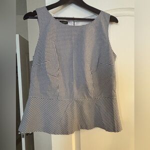 Talbots Navy and White Gingham Top
